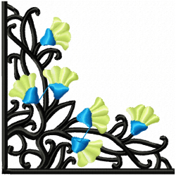 Floral Filigree Corners Embroidery Design 12